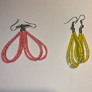 Two sets of beaded earrings